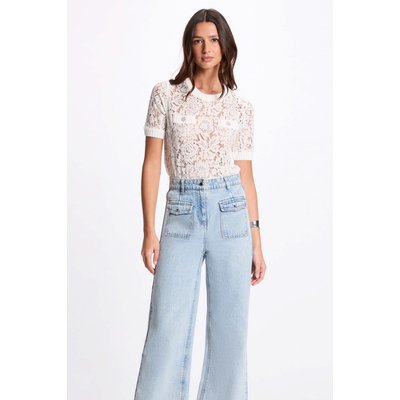 Pull manches courtes dentelle MORGAN