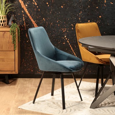 Chaise pivotante moderne velours bleu (lot de 2) OKA PIER IMPORT