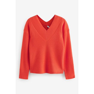 Pull en maille côtelée décontracté à col v NEXT