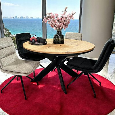 Table extensible ronde chêne massif pied central PALERME PIER IMPORT