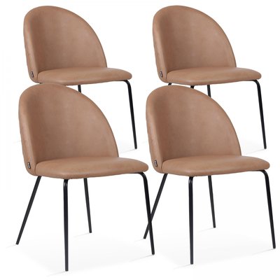 Lot de 4 chaises en textile enduit et bois fsc, CHESTER OVIALA