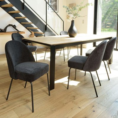 Chaise moderne tissu noir pieds métal (lot de 2) TIM PIER IMPORT