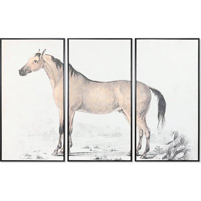 Tableau chevaux, élégance grisée (lot de 3) RECOLLECTION