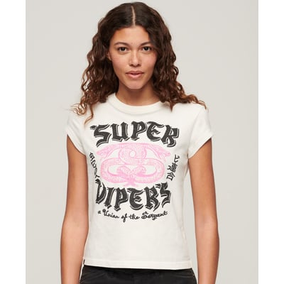 T-shirt fantaisie à mancherons et motif affiches SUPERDRY