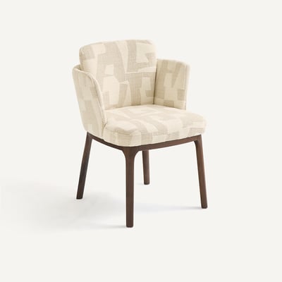 Tischsessel, Walnussholz und Jacquard-Stoff, JABOTE AM.PM