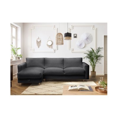 Canapé d'angle convertible 4 places en tissu bouclette, COCOONE BOBOCHIC