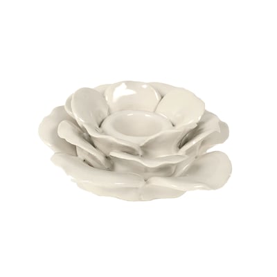Bougeoir fleur céramique 9.6x9.3x4cm EMDE