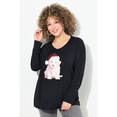 T-shirt de Noël à col en V et manches 3/4 ULLA POPKEN