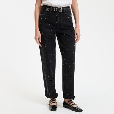 Jeans a vita alta e gamba larga con strass LA REDOUTE COLLECTIONS