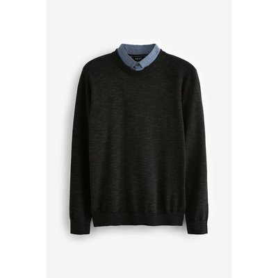 Pull ras du cou avec col style chemise NEXT