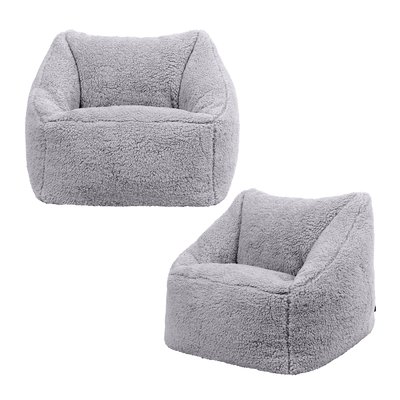 Lot de 2 poufs fauteuil enfant en polaire sherpa - MORGAN ICON