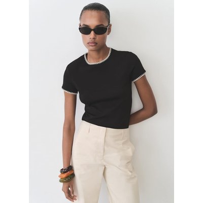 T-shirt coton liserés contrastants MANGO