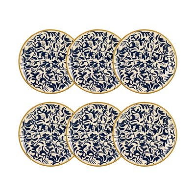 Lot de 6 assiettes à dessert à motif en grès 19cm, HERACLEE NOVASTYL