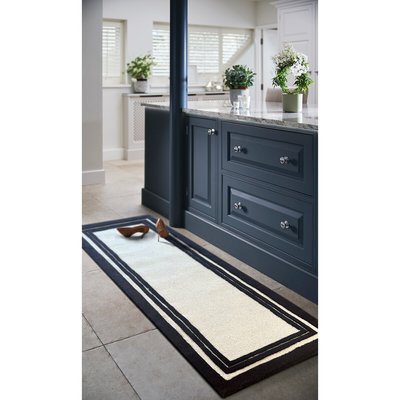 Monochrome Double Border Runner Rug in 100% Wool SO'HOME
