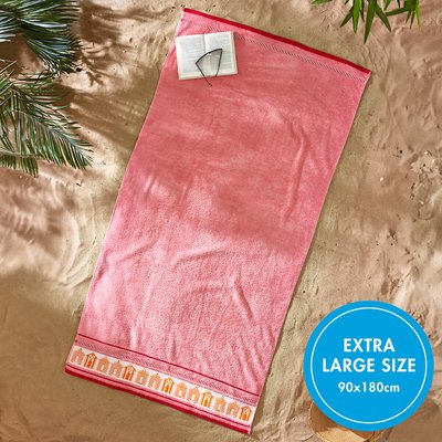 Beach Huts Cotton Extra Large Beach Towel CATHERINE LANSFIELD