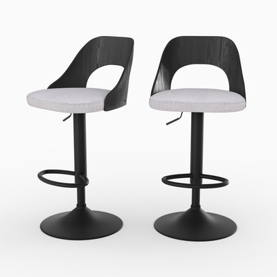 Lot de 2 chaises de bar réglables (63-85 cm) en tissu chiné - EMILY RENDEZ-VOUS DÉCO