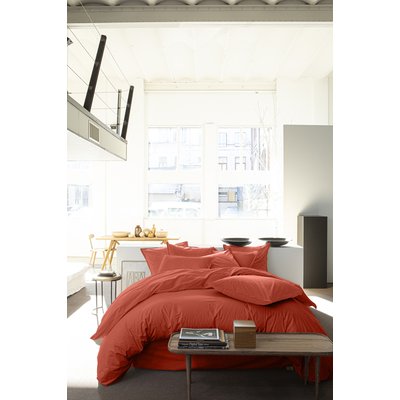 Housse de couette percale de coton lavé unie, Elegance BATON ROUGE