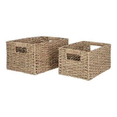 Panier de rangement avec poignées, tressage en jonc de mer (lot de 2) PIER IMPORT