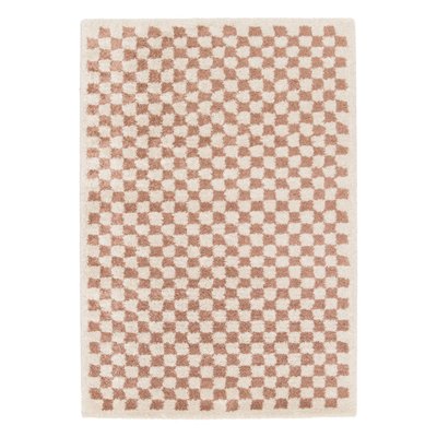 Tapis intérieur shaggy damier vieux rose et crème TAYLOR SWEEEK