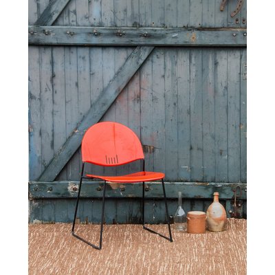 Chaise en métal rouge Diana N°126 - Bon état DEBONGOUT