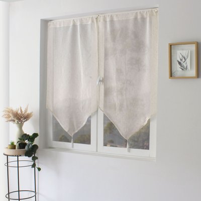 Paire de petits rideaux aspect lin finition pointe HOME MAISON