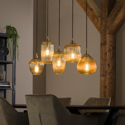 Suspension vintage multiple 5 lampes NOVA PIER IMPORT