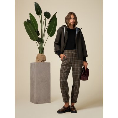 Pantalon réalisé en flanelle de viscose mélangée à carreaux OLTRE