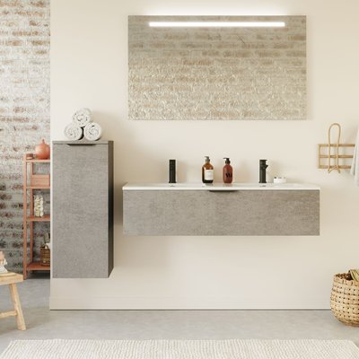 Ensemble double vasque 1 tiroir + miroir - VENICE HOMIFAB