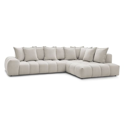 Canapé d'angle fixe 4 places en tissu texturé, EVEREST BOBOCHIC