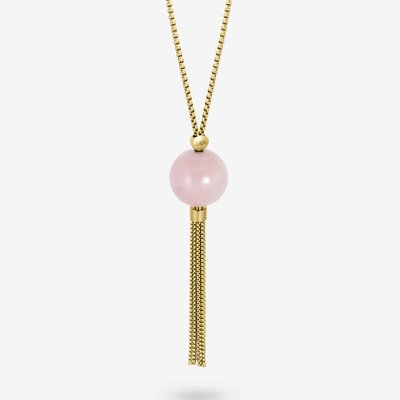 Long necklace Liliflo Golden - Rose quartz LILIFLO