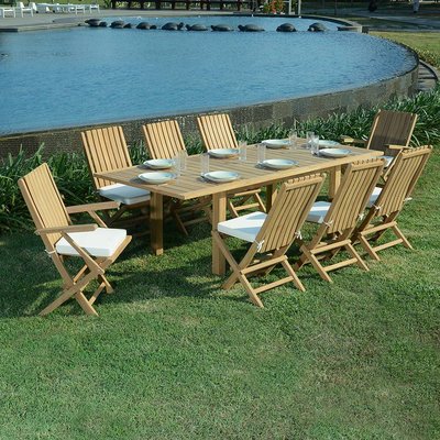 Salon de jardin teck massif Pondichery, 8 places TECK ATTITUDE