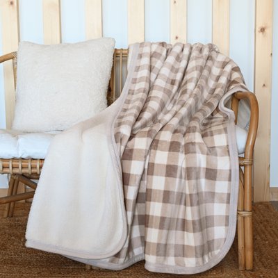 Jeté de canapé et lit motif vichy en polaire HOME MAISON