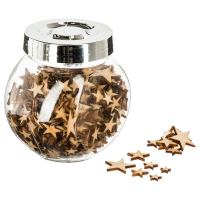 Bocal d'accessoires déco étoile ou flocon bois ATMOSPHERA