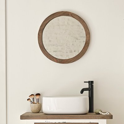Miroir en pin recyclé massif rond  SEZANNE BERAH GETAH