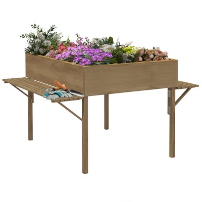 Jardinière rectangulaire sur pied 12 compartiments tablettes rabattables bois OUTSUNNY