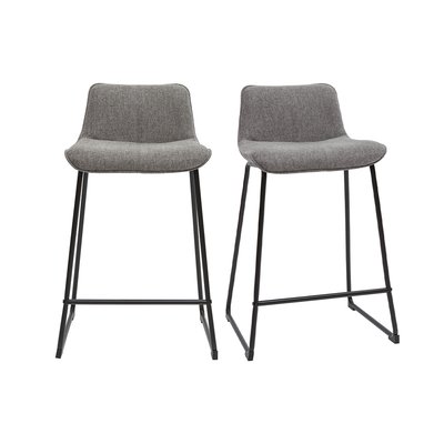 Tabourets de bar en tissu effet velours texturé pieds métal H65 cm (lot de 2) BOOST MILIBOO