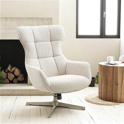 Fauteuil pivotant confort, couleur blanc naturel BERLIN PIER IMPORT