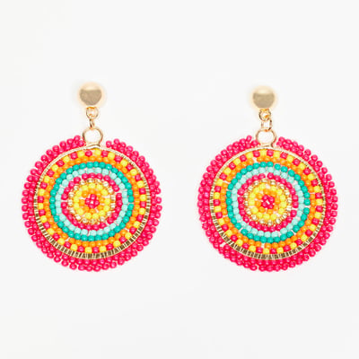 Boucles d'oreilles rondes en perles de rocaille multicolore BALABOOSTE