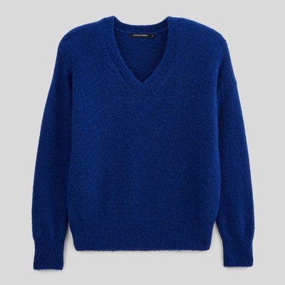 Pull col V uni contenant de l'alpaga MONOPRIX