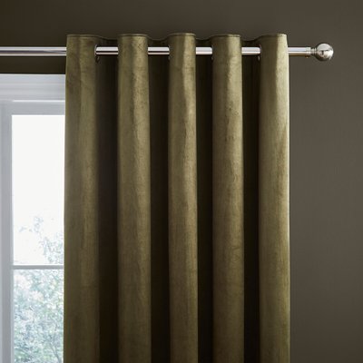 Kingsley Matt Velvet Lined Eyelet Curtains CATHERINE LANSFIELD