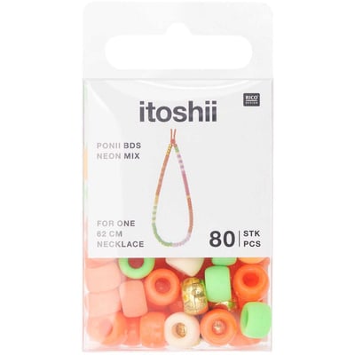Itoshii pack de 80 perles Ponii neon mix RICO DESIGN