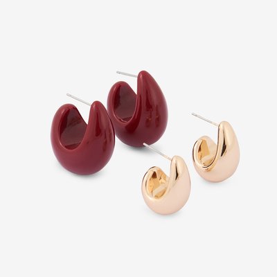 Set de 2 paires de boucles d'oreilles gouttes résine et métal BALABOOSTE