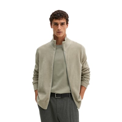Cardigan en chenille, coupe regular en mélange de coton bio et de laine de mouton MARC O'POLO