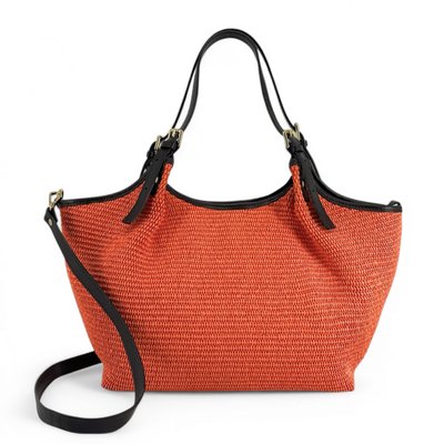 Sac cabas en cuir grainé et raphia IMPERIA OH MY BAG