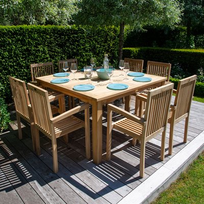 Salon de jardin en teck, 8 pl, JAVA HAPPY GARDEN