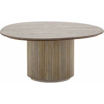 Table basse ronde en marbre et manguier RECOLLECTION