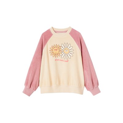 Sweat raglan en éponge motifs fleurs pop VERTBAUDET