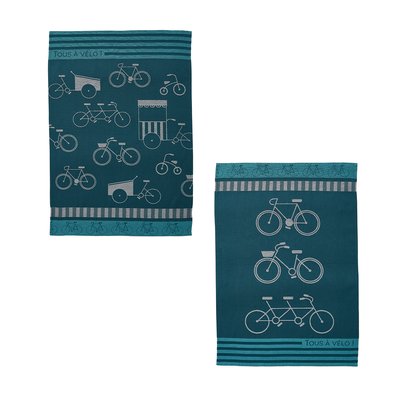 Lot de 2 torchons imprimés en jacquard de coton, VELOS COUCKE