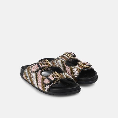 Sandales plates confort avec boucles et strass multicolores ALMA EN PENA