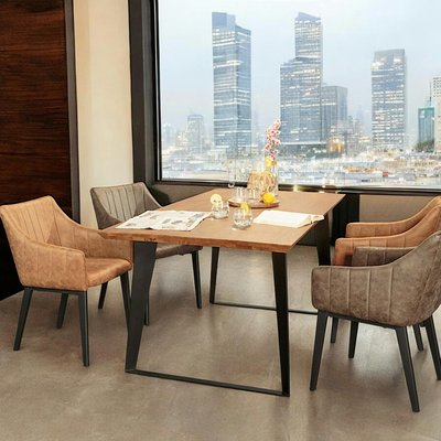 Table à manger en bois massif pieds métal 180 cm OKA PIER IMPORT